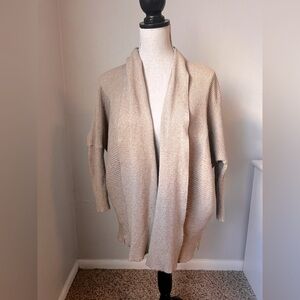 Zara Knit Tan Open Shawl Collar Ribbed Cardigan Size Small